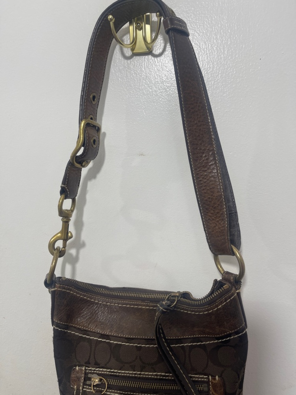 Coach Brown Signature Canvas Crossbody with Leather Trim - Picture 3 of 8